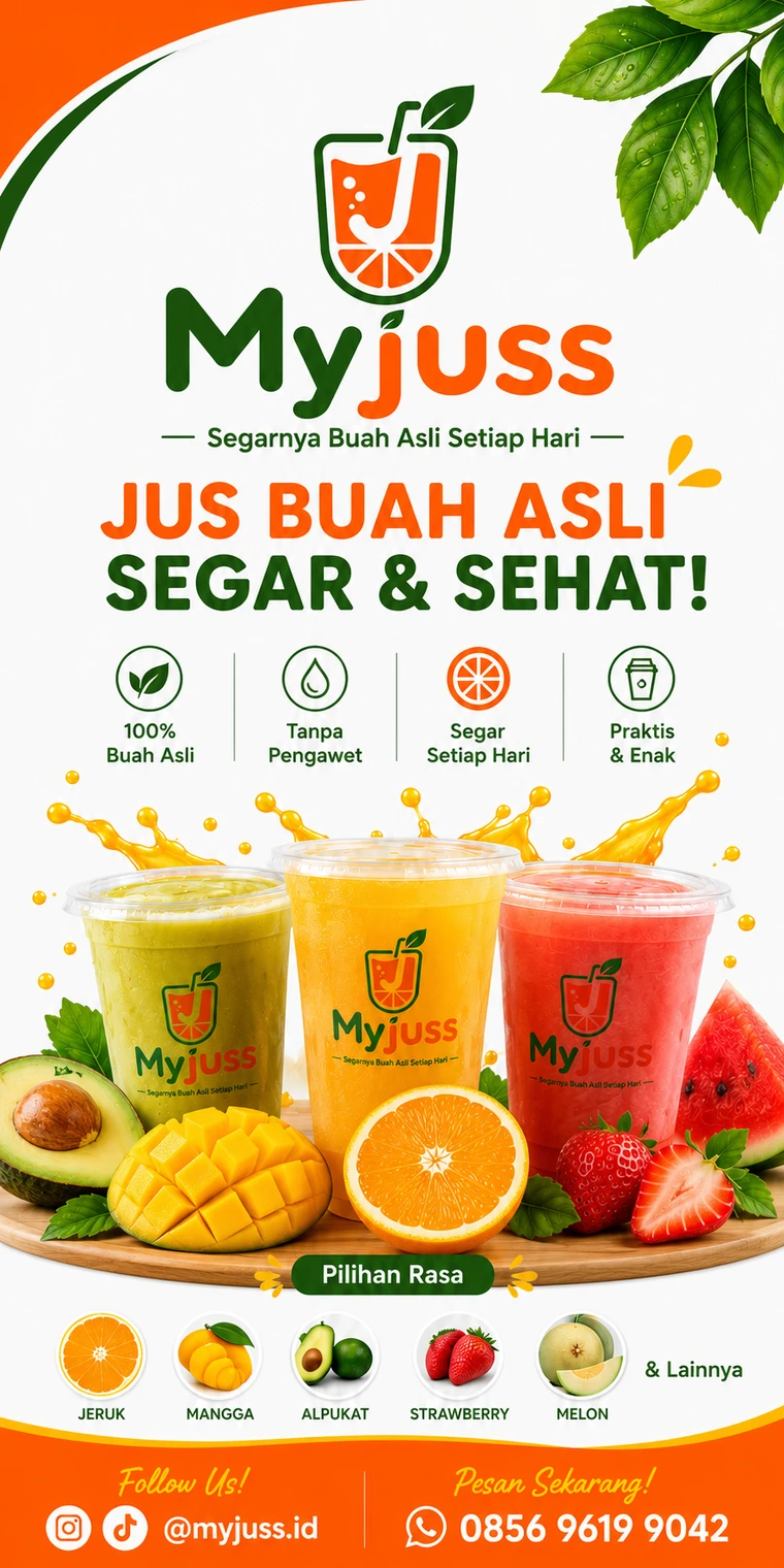 Poster jus buah asli Myjuss